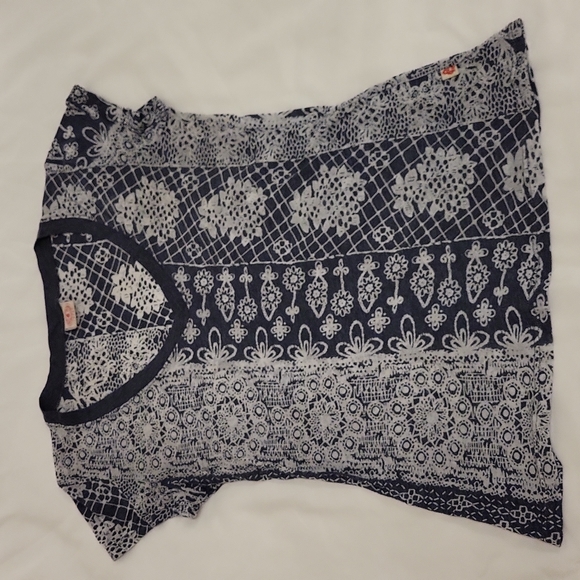 Curious Gypsy Tops - Curious Gypsy Short Sleeve T-Shirt Sheer Boho Hippie Grey White Women'sM